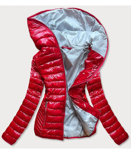 Prešívaná dámska jarná bunda s kapucňou MODA561 červená