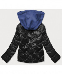 Dámska jarná bunda s kapucňou MODA003BIG čierno-modrá