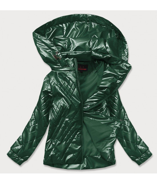 Metalická dámska jarná bunda MODA2021 zelená
