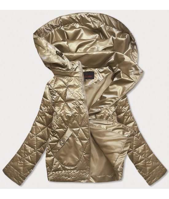 Metalická dámska jarná bunda MODA2021-01 zlatá