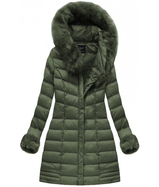 Dámska zimná bunda s kožušinou MODA750 khaki