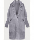 Dlhý dámsky vlnený kabát alpaka MODA102 šedý