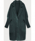 Dlhý dámsky vlnený kabát alpaka MODA102 tmavozelený