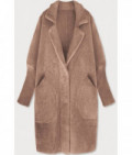 Dlhý dámsky vlnený kabát alpaka MODA102 tmavobéžový