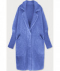 Dlhý dámsky vlnený kabát alpaka MODA102 modrý