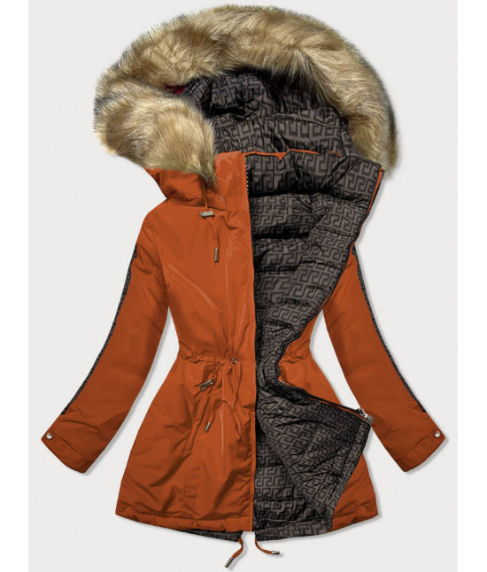 damska-obojstranna-zimna-bunda-moda555-pomarancovo-hnedá