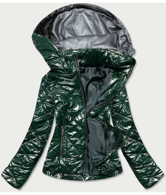 Dámska lesklá jesenná bunda MODA9756 zelená