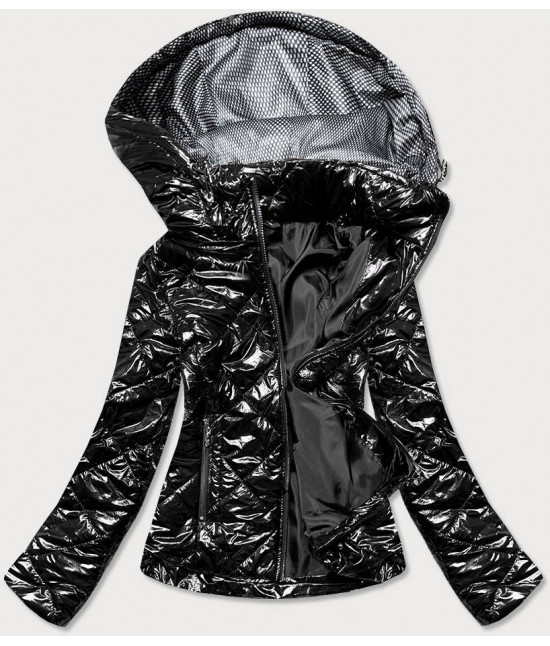 Dámska lesklá jesenná bunda MODA9756 čierna