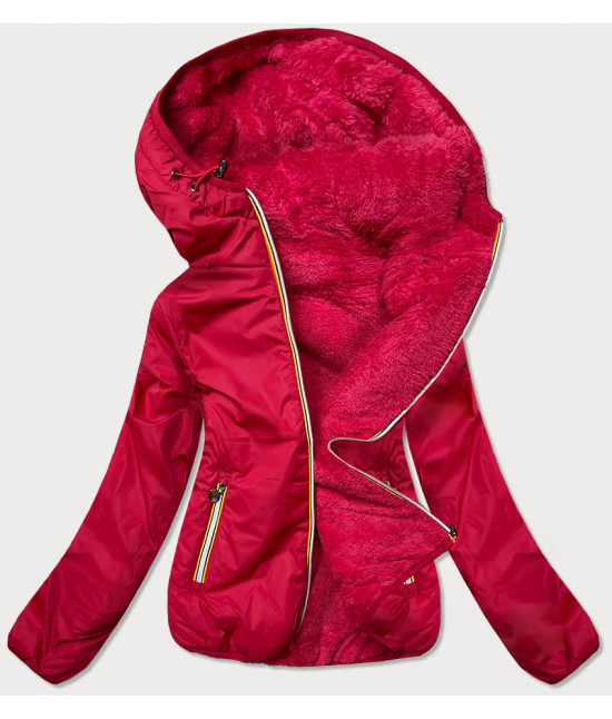 Krátka dámska prechodná bunda 2 v 1 MODA1029 červená