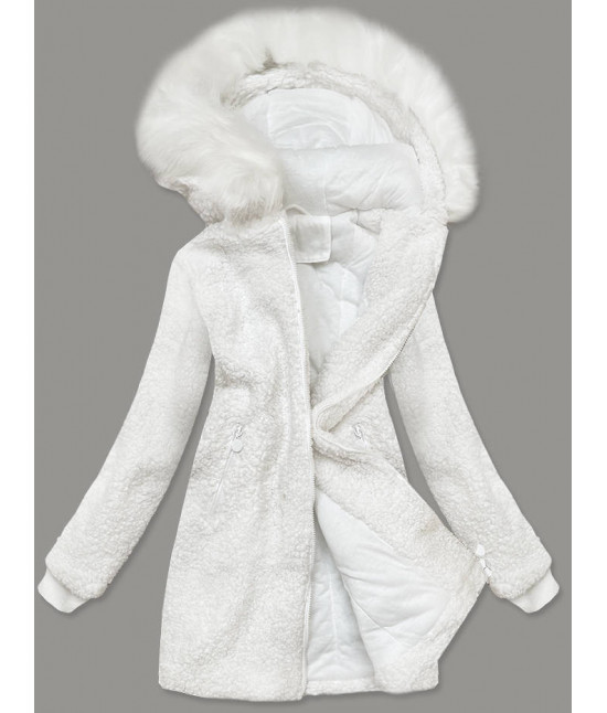 Dámska bunda s kapucňou MODA1030 biela