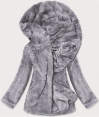 Dámska jesenná kožušinová bunda MODA9742 šedá