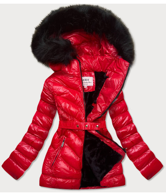 Lesklá dámska zimná bunda MODA673 červená