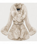 Elegantná koženková zimná bunda MODA2018 béžová