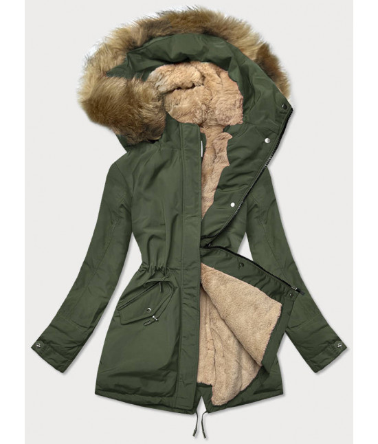Teplá dámska zimná bunda MODA559BIG khaki