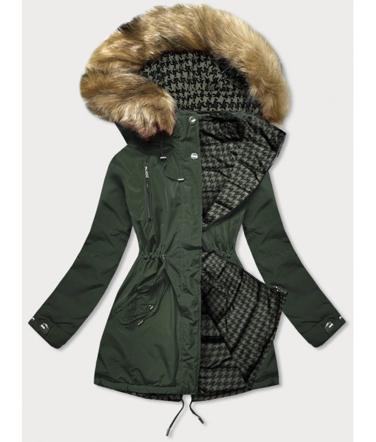 Obojstranná dámska zimná bunda MODA557BIG khaki