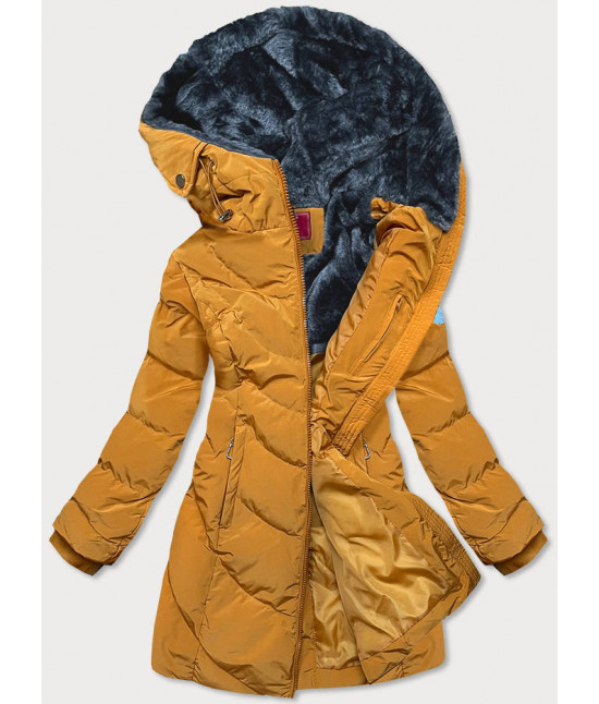 Dámska zimná bunda s kapucňou MODA1306 žltá