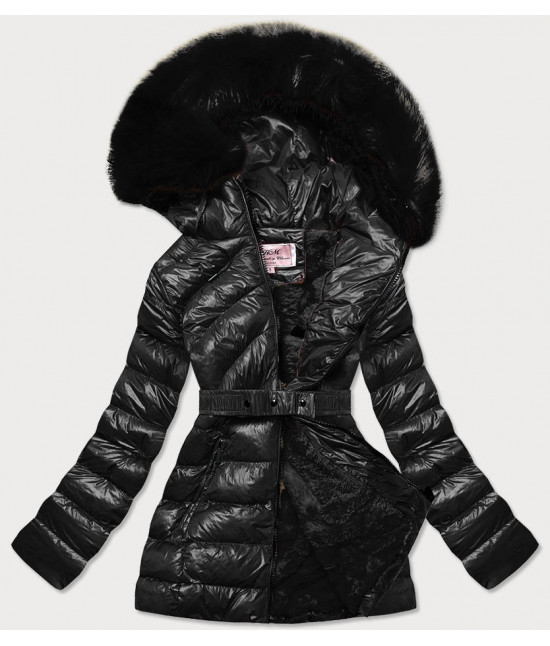 Dámska lesklá zimná bunda MODA674 čierna 2