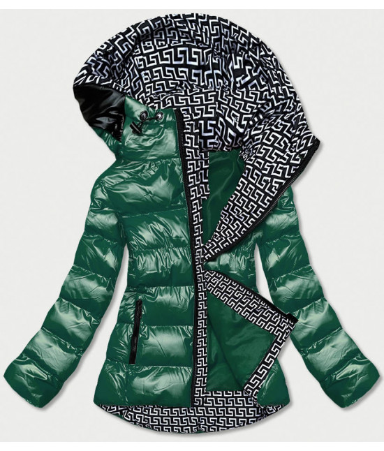 Dámska metalická zimná bunda s kapucňou MODA808X zelená