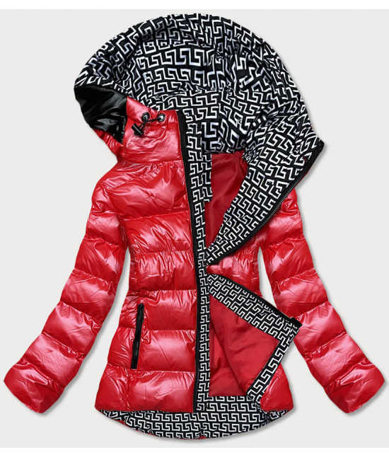 Dámska metalická zimná bunda s kapucňou MODA808X červená