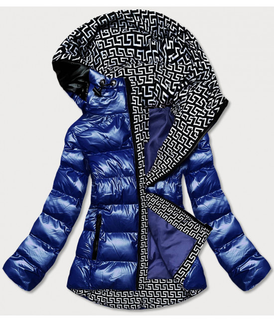 Dámska metalická zimná bunda s kapucňou MODA808X modrá