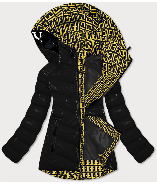 Dámska zimná lesklá bunda s ozdobnou podšívkou MODA810 čierna