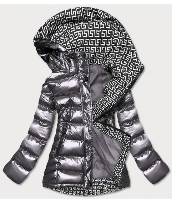 Dámska prešívaná zimná bunda s kapucňou MODA817 šedá