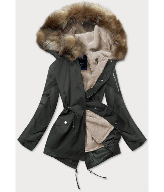 Dámska zimná bunda MODA533 khaki-béžová