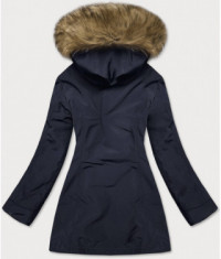 Dámska zimná bunda s kožušinou MODA1005 tmavomodrá