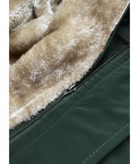 Dámska zimná bunda s kožušinou MODA1005 tmavozelená