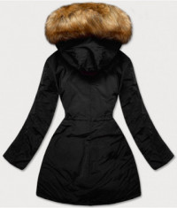 Dámska obojstranná zimná bunda MODA210A5 čierna-karamel