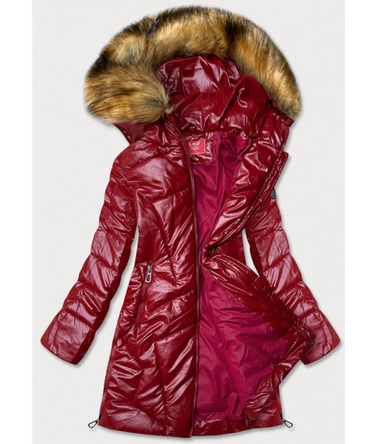 Lesklá dámska zimná bunda MODA1008 červená