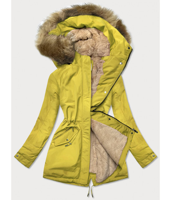 Teplá dámska zimná bunda MODA559 žltá 2