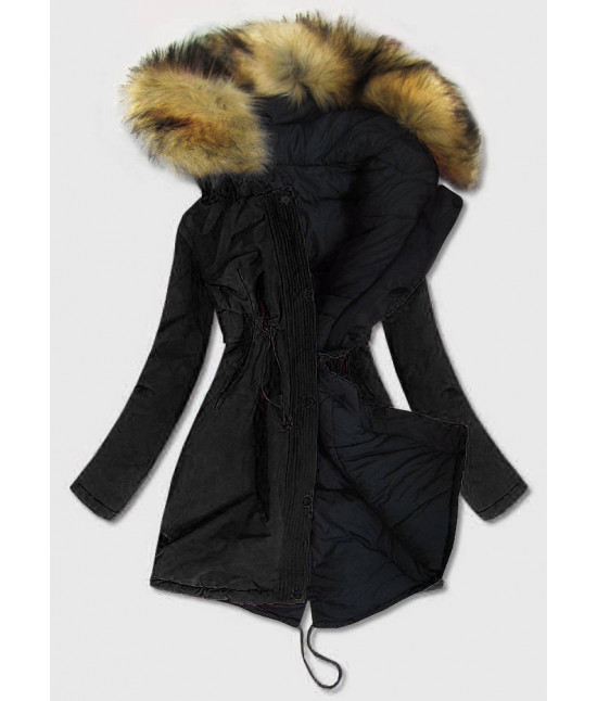 Dámska obojstranná zimná bunda MODA136 čierna
