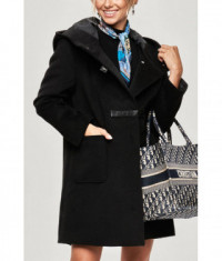 Dámsky kabát s kapucňou MODA2311 čierny