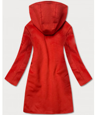 Dámsky kabát s kapucňou MODA2311 červený