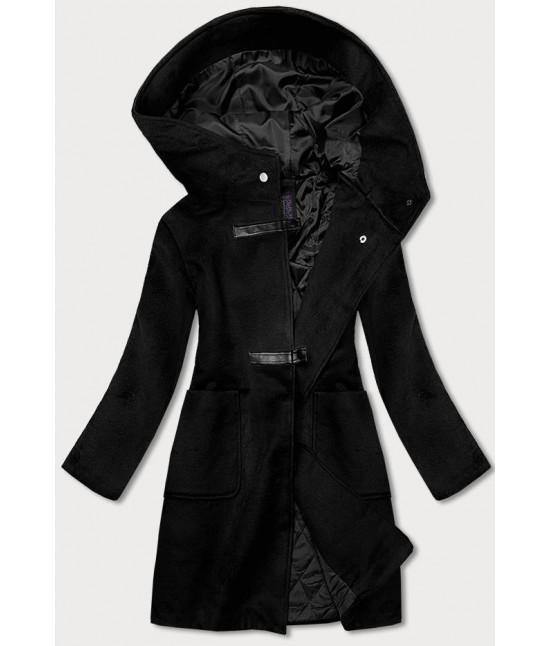 Dámsky kabát s kapucňou MODA2311 čierny