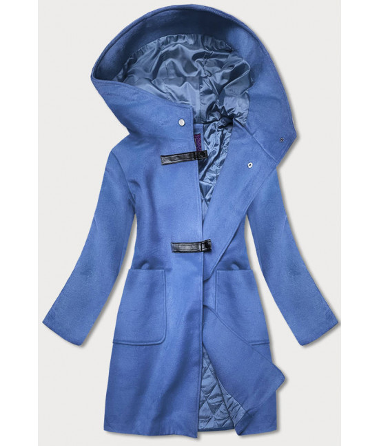 Dámsky kabát s kapucňou MODA2311 modrý