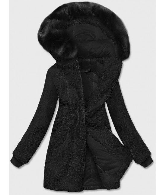 Dámska bunda s kapucňou MODA1030 čierna
