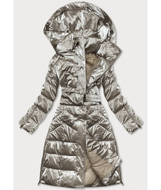 Lesklá dámska zimná bunda MODA775 béžová