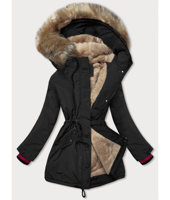 Dámska zimná bunda s kapucňou MODA579BIG čierna