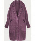 Dlhý dámsky vlnený kabát alpaka MODA102 fialový