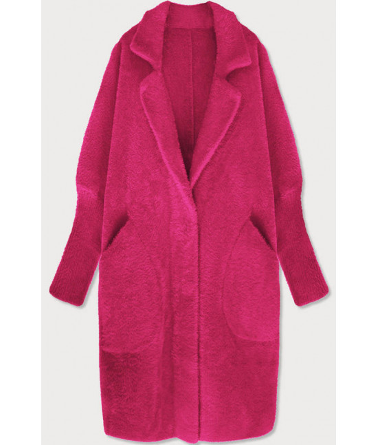 Dlhý dámsky vlnený kabát alpaka MODA102 ružový
