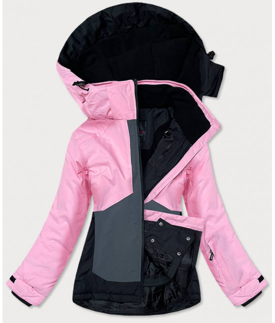 Dámska zimná snowboardová bunda MODA357 ružovo-tmavošedá