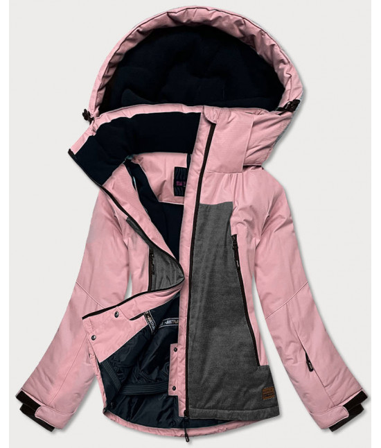 Dámska zimná športová bunda MODA382 ružovo-tmavošedá