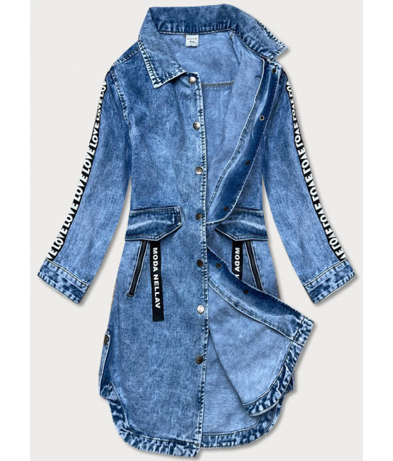 Voľná dámska jeansová bunda/tunika MODA5990 modrá