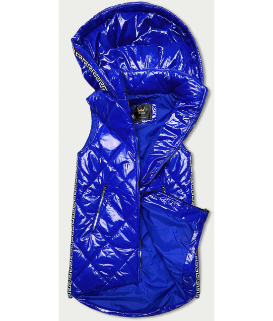 Dámska lesklá vesta s kapucňou MODA7004BIG modrá