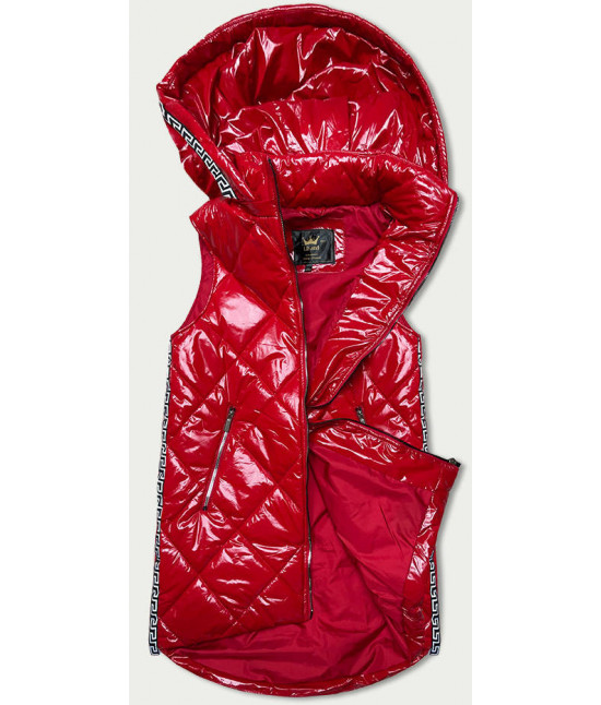 Dámska lesklá vesta s kapucňou MODA7004BIG červená