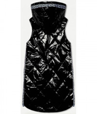 Dámska lesklá vesta s kapucňou MODA7004BIG čierna
