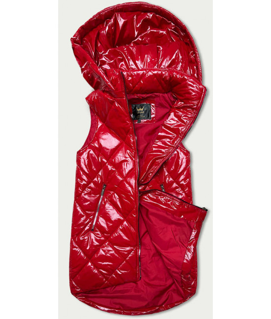Dámska lesklá vesta s kapucňou MODA7005BIG červená
