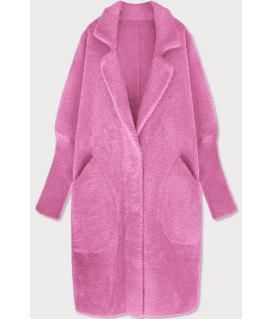 Dlhý dámsky vlnený kabát alpaka MODA102 ružovy